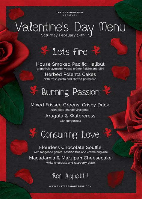 valentines inspired menu